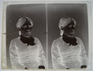 Antique Glass Negative - Dual Victorian Woman Portrait - 5-1/2" x 4 1/4" - Picture 1 of 3
