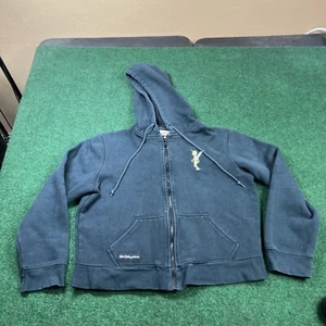DISNEY WORLD Tinkerbell Embroidered Zip Up Black Hoodie Large Short Crop Fit - Picture 1 of 8