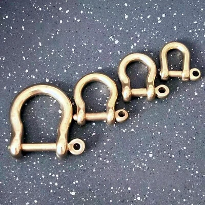 1PC Solid Brass Carabiner D Bow Shackle Fob Connector Key Ring Hook Screw Buckle