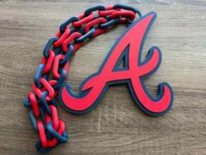 Collar de cadena de gran tamaño de los Atlanta Braves - Colgante de abanico audaz para verdaderos partidarios - Imagen 1 de 2