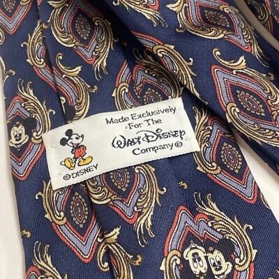 Vintage Disney Mickey Mouse Repp Silk Neck Tie Paisley Blue Adult Size.      OOA - Image 1 of 4