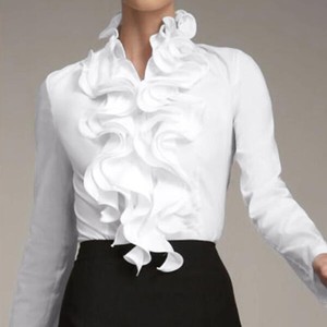 Ladies White Frilly Blouse for sale | eBay