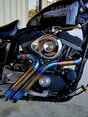 2 into 2 Custom Handmade Exhaust Fits Harley Davidson Sportster iron 883 - Image 1 of 4