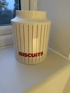 Vintage Hornsea Pottery Red Striped Biscuit Storage Jar Wooden Lid Retro Pot - Picture 1 of 6