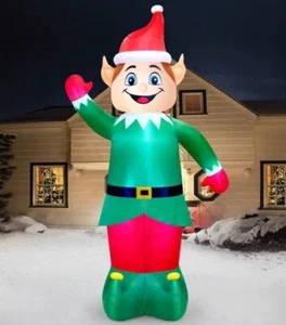 CHRISTMAS 20 Ft COLOSSAL ELF Air blown Lighted Yard Inflatable SANTA - Picture 1 of 3