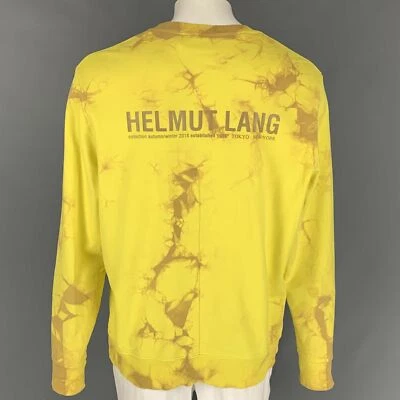 HELMUT LANG Talla XXL Amarillo Marrón Tie-Dye Algodón Cuello Redondo Sudadera - Imagen 1 de 4