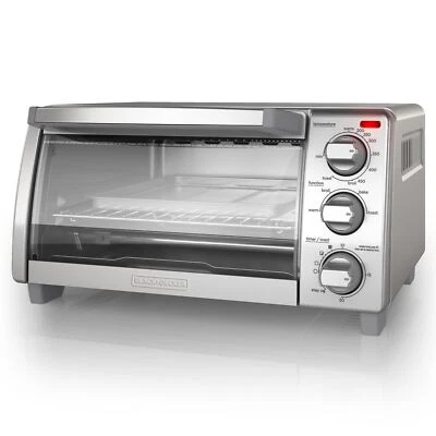 Black Decker Stainless Steel Toaster Oven 4 Cooking Functions Compact Design - Image 1 of 4