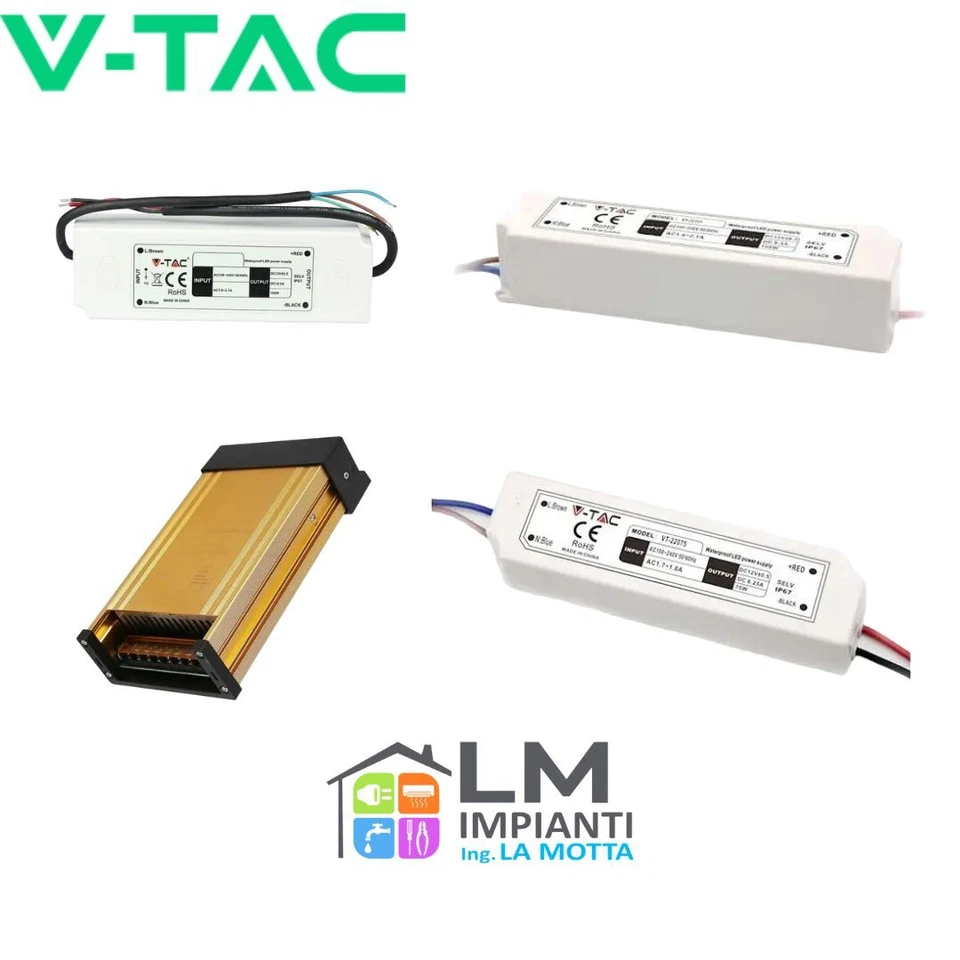 V-TAC ALIMENTATORI  12V RAINPROOF IP45 E  IP67 (30W, 75W, 100W, 150W, 250W, 400W - Immagine 1 di 1