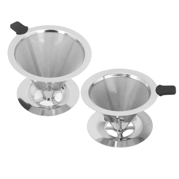 1x Portable 304 Stainless Steel Drip Dripper Double Layer Mesh Coffee Cone AU Photo Related