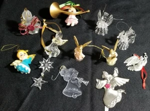 11 Stück kleine Mini Engel Weihnachtsdeko Set Baumschmuck gesponnenes Glas Zinn - Bild 1 von 10