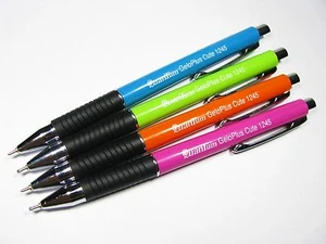 4 x Quantum Geloplus 1245 Green Pink Orange All Blue Ink Ball Pen BIRO 0.7mm - Picture 1 of 9