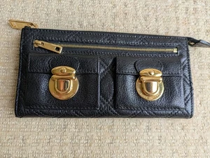 Marc Jacobs Quilted Leather Wallet Purse Cardholder Clutch Bag in Black - Y2K - Picture 1 of 13
