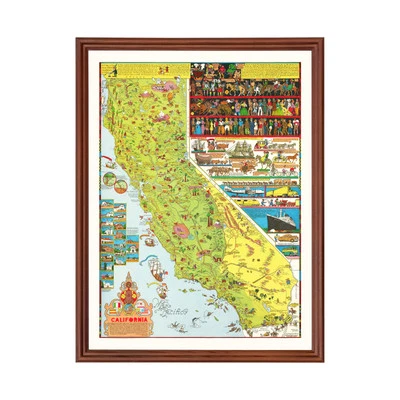 Old Map of California 1945 - Vintage California Art - Image 1 of 4