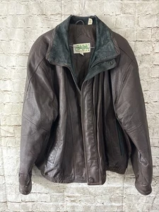 Vintage Ash Creek Trading Co. Herren große braune Bomber Lederjacke - Bild 1 von 9