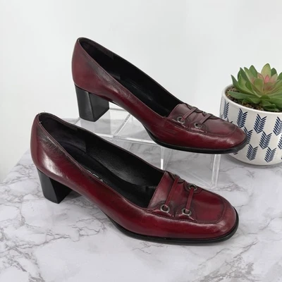 Zapatos de salón Via Spiga de colección de cuero borgoña sangre de buey hechos en Italia 9M Academia Foto 1 de 4