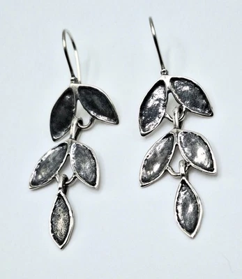 SILPADA Sterling Silver Oxidized 3 Tiered Dangling Leaves Earrings Retired W2175 - Image 1 of 4