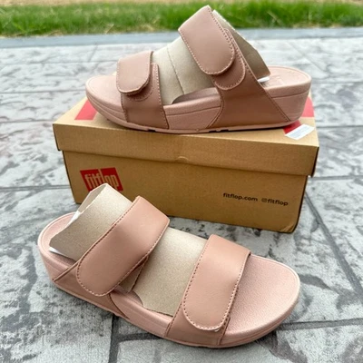 Fitflop Lulu женщин размер 6 бежевый регулируемый кожаный шлепанцы сандалии новый - Изображение 1 из 4