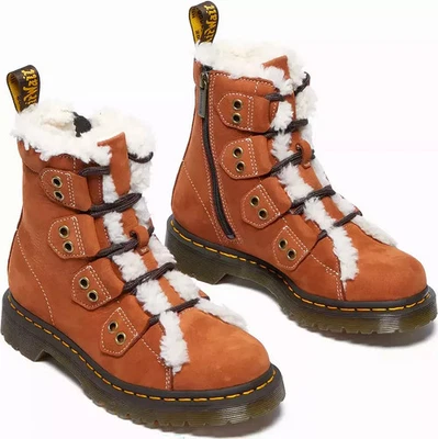 Dr. Martens 1460 кружева до носка меха с подкладкой Buttersoft нубук ботинки коричневый женщин 9 - Изображение 1 из 4