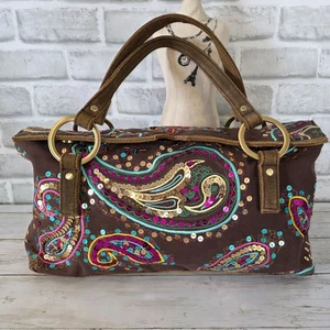 Bolso Vintage Mariposa Matthew Williamson Lentejuelas Paisley Marrón Boho Hippie - Imagen 1 de 13