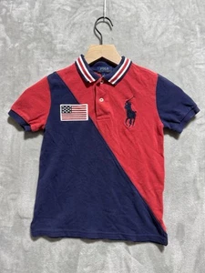 Polo Ralph Lauren Boy's Size 5 Polo Shirt Big Pony American Flag USA Colorblock - Picture 1 of 8
