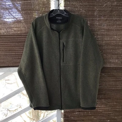 Simms Fishing Products Full Zip Knit Jacket Mens XL Long Sleeve Green - Image 1 of 4