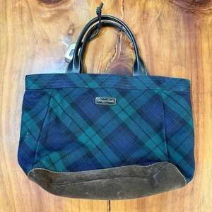Dooney & Bourke Gwenny Tote Bag Leather Wool Tartan Plaid Suede  - Picture 1 of 8
