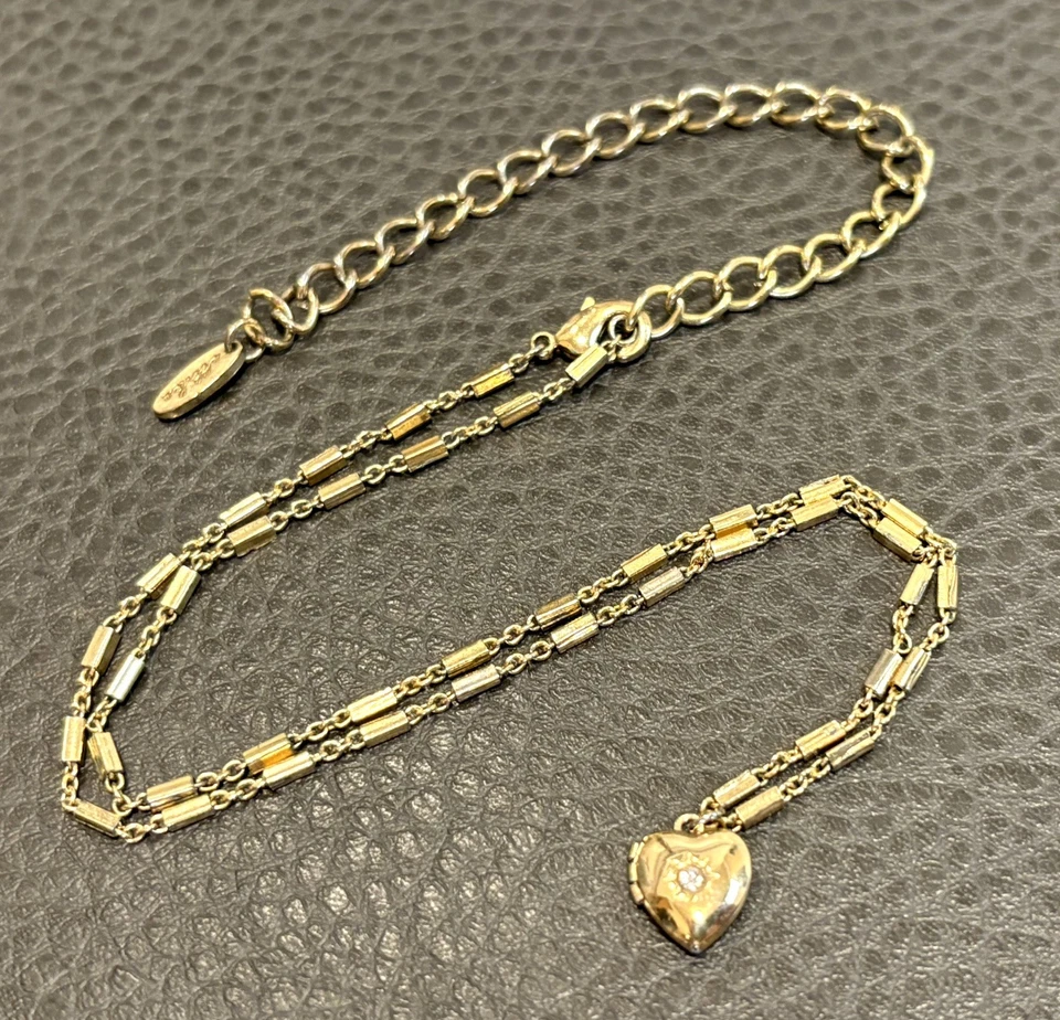 Ettika Gold Tone Rhinestone Victorian Style Heart Locket Pendant Chain Necklace - Image 1 of 4