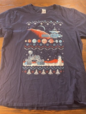 NASA Outer Space 8-Bit Retro Winter Christmas T-Shirt Adult Size L Space Rover - Image 1 of 4