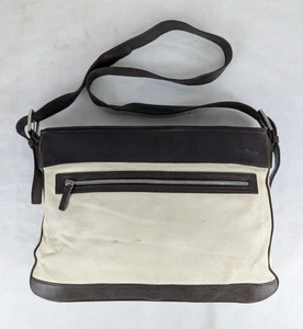 Salvatore Ferragamo Off-White Canvas Leather Shoulder Bag Made in Italy - Picture 1 of 12
