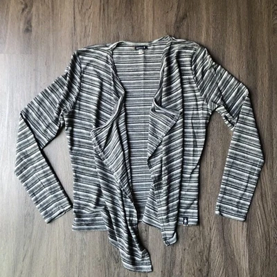Cárdigan Smartwool Frente Abierto Para Mujer’s S Negro Gris Rayas Exterior Lana Merino Foto 1 de 4