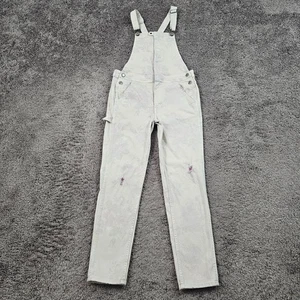 American Eagle Overalls Womens Small S Off White Denim Floral Utility Work 28x27 - Picture 1 of 14