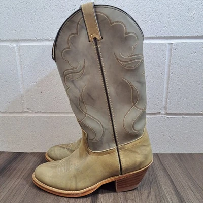 Botas de vaquero Acme vintage. Botas occidentales de cuero verde y gris para hombre talla 7,5 D Foto 1 de 4