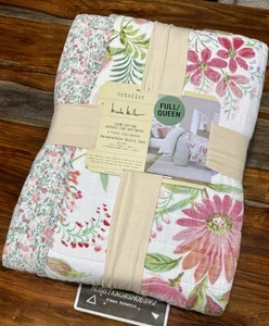 Nicole Miller Artelier Cotton Reversible Floral Full/Queen Quilt Set 88”x92” - Picture 1 of 8