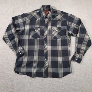 Vintage Wrangler Western Pearl Snap Shirt Mens 17-17.5 XL Plaid Rodeo Cowboy - Picture 1 of 13