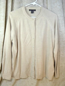 Women Sweater Luxelon Designer Original Beige Button-Up Cardigan Size Petite XL - Picture 1 of 4