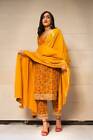 Yellow Hand Block Printed With Lace Work Cotton Kurti Set Pant And Dupatta Dress