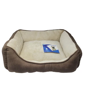 Petcrest Plush Cuddler Bed for Dogs & Cats Brown 25" x 21" New Machine washable - Picture 1 of 6