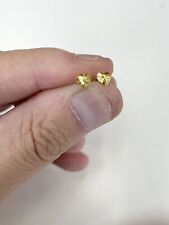 Tiny 18k Solid Yellow Gold Heart Diamond Cut stud Earring