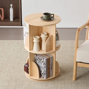 Drehbares Bücherregal Standregal Massivholz Wohnzimmer Bücherregal Couchtisch - Bild 1 von 11