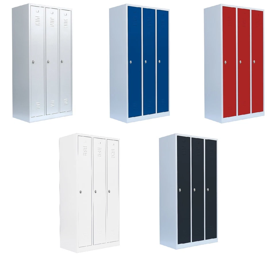 3er Umkleideschrank Spind Umkleidespind Garderobenschrank Spint kompl. montiert - Bild 1 von 1