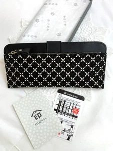 Inden-ya Long Wallet Leather Black white Women's from Japan New - Picture 1 of 9