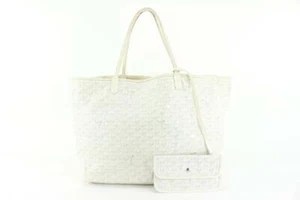 Goyard Large White Chevron St Louis GM Tote with Pouch 99gy516s - Picture 1 of 12