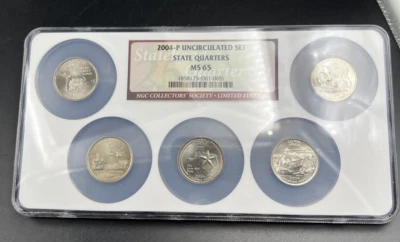 2004 P Complete 5 Coin BU State Quarters Set NGC MS65 Texas Florida Iowa & more! - Image 1 of 4