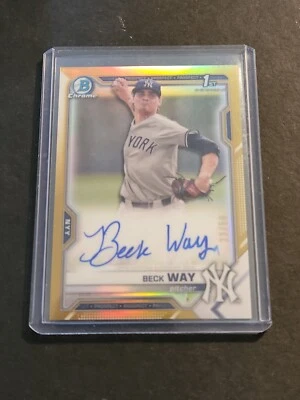 2021 Bowman Chrome Beck Way Auto True Gold Refractor 23/50 New York Yankees - Image 1 of 2