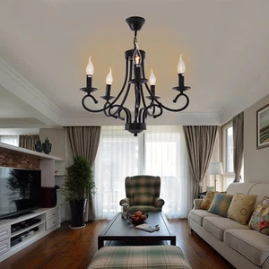 E14 Chandelier Classic Iron 5 Arm Ceiling Pendant Ceiling Light Living Room - Picture 1 of 12