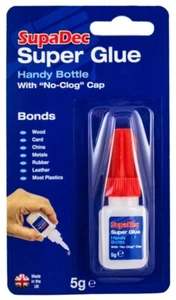 SupaDec Super Colla Adesivo Bottiglia Legno Metallo Plastica Pelle Gomma Legame 5g - Foto 1 di 1