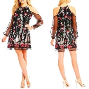 Nuevo con etiquetas Vestido Belle Badgley Mischka Shauna Mujer Talla 2 Hombro Frío Bordado $259 - Imagen 1 de 10