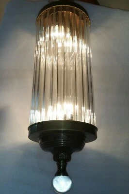 LUSTRE ANTIGO VINTAGE ART DÉCO LATÃO E VIDRO LUMINÁRIA DE TETO - Imagem 1 de 4