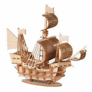 3D Wooden DIY Sailing Ship Toys Puzzle Assembly Model Desk Decoration for Kids