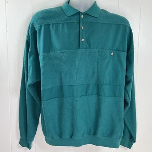 KNIGHTSBRIDGE LARGE PULLOVER POLO SWEATER GREEN TEAL GOLF WEAR VINTAGE Large - Picture 1 of 12